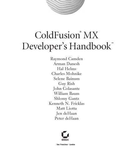 Coldfusion Mx Developers Handbook Raymond Camden Arman Danesh