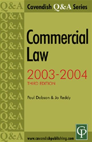 Commercial Law Qa 20032004 3 E Cavendish Q A 3rd Edition Dobson
