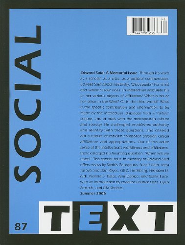 Edward Said A Memorial Issue Ella Shohat