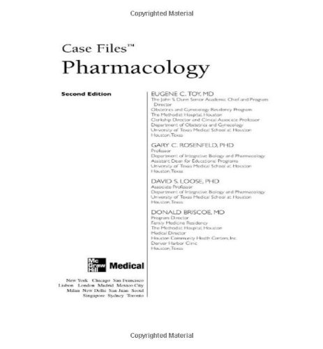 Case Files Pharmacology Lange Case Files 2nd Edition 2nd Edition Eugene C Toy
