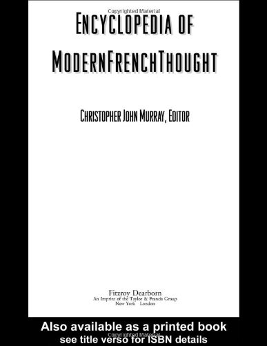 Encyclopedia Of Modern French Thought Christopher John Murray