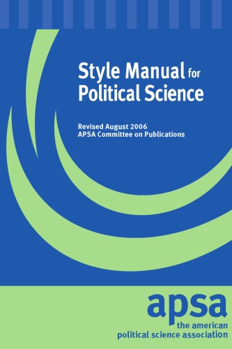 Style Manual For Political Science Revised Ed Revised Michael K Lane