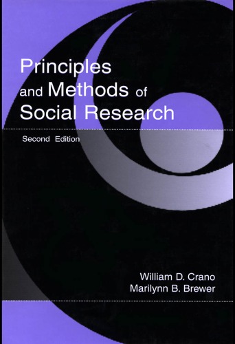 Principles And Methods Of Social Research William D Crano Marilynn B Brewer