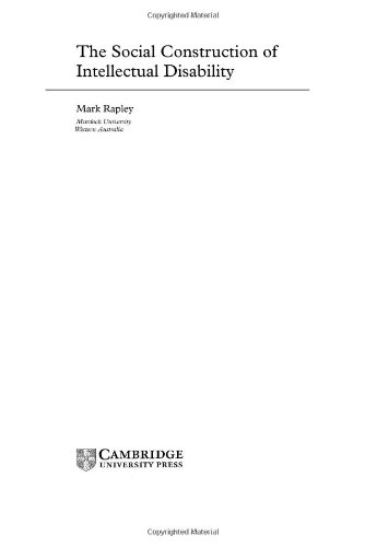 The Social Construction Of Intellectual Disability 1st Edition Mark Rapley