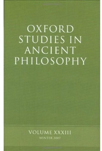 Oxford Studies In Ancient Philosophy Xxxiii David Sedley