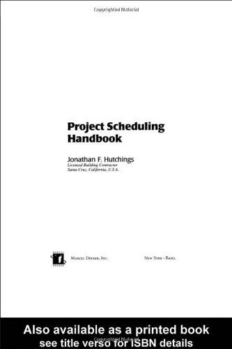 Project Scheduling Handbook Civil And Environmental Engineering Hardskt Jonathan F Hutchings
