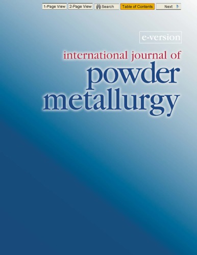 International Journal Of Powder Metallurgy Volume 45 Issue 5 Alan Lawley