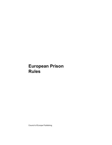 European Prison Rules Penal Law And Criminology Council Of Europe