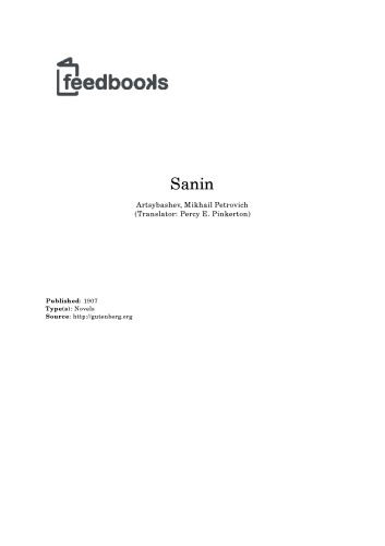 Sanin A Novel Mikhail Artsybashev
