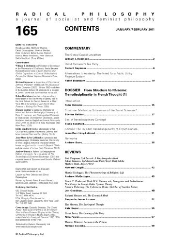 Radical Philosophy Issue 165 January February 2011 Radical Philosophy