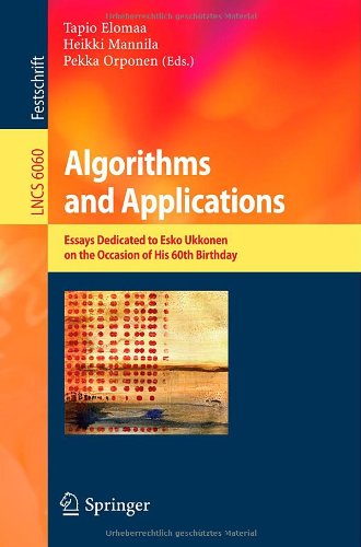 Algorithms And Applications Essays Dedicated To Esko Ukkonen On The Occasion Of His 60th Birthday 1st Edition Amihood Amir