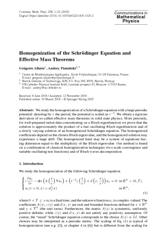 Communications In Mathematical Physics Volume 258 M Aizenman Chief Editor