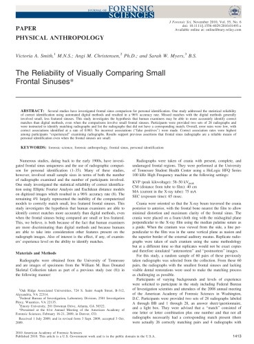 Journal Of Forensic Sciences Vol 55 Issue 6 Nov 2010 Michael Peat