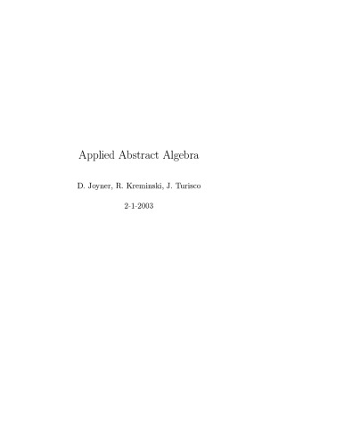 Applied Abstract Algebra 212003 Prepublished Joyner D Kreminski R