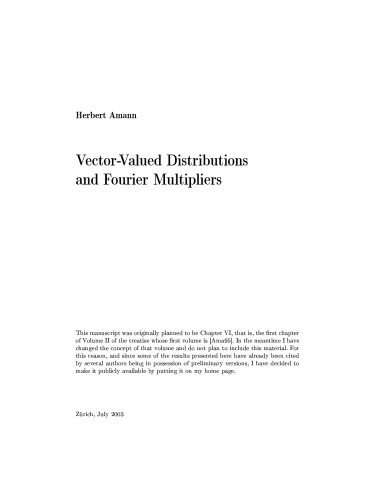 Vectorvalued Distributions And Fourier Multipliers Draft Amann H