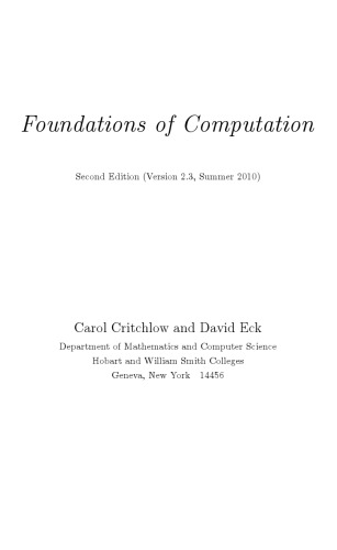 Foundations Of Computation Web Draft Critchlow C Eck D