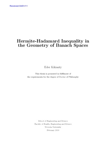 Hermitehadamard Inequality In The Geometry Of Banach Spaces Kikianty E