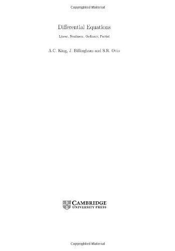 Differential Equations Linear Nonlinear Ordinary Partial King Ac