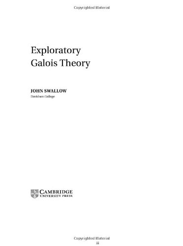 Exploratory Galois Theory Swallow J