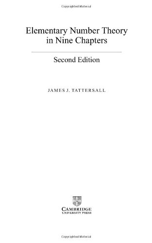 Elementary Number Theory In Nine Chapters 2ed Tattersall Jj