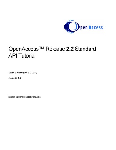 Openaccess Release 22 Standard Api Tutorial 6th Edition David Mallis