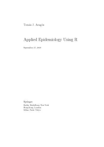 Applied Epidemiology Using R Aragn Toms J