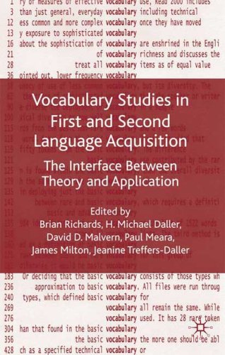 Vocabulary Studies In First And Second Language Acquisition The Interface Between Theory And Application Brian Richards