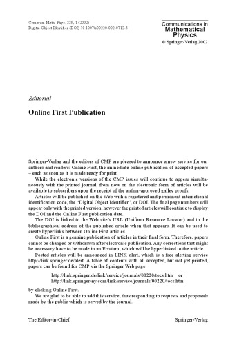 Communications In Mathematical Physics Volume 229 M Aizenman Chief Editor