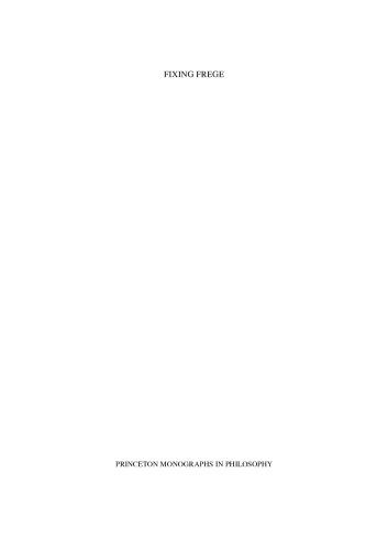 Fixing Frege Princeton Monographs In Philosophy John P Burgess