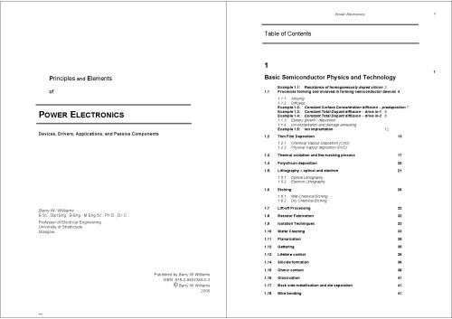 Power Electronics Principles And Elements Bw Williams