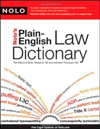 Nolos Plainenglish Law Dictionary 1st Edition Gerald Hill Kathleen Hill