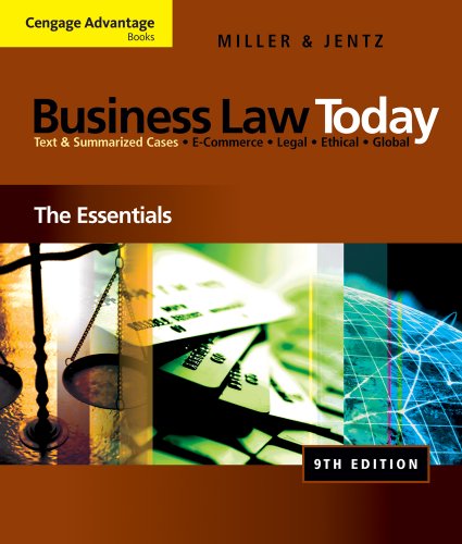 Cengage Advantage Books Business Law Today The Essentials 9th Edition Roger Leroyroger Leroy Miller Miller