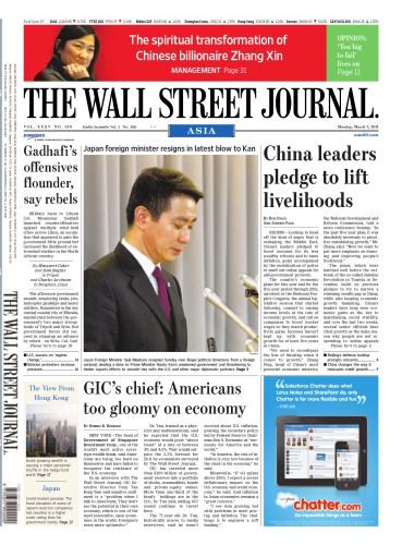The Wall Street Journal Asia No 130 Dated Monday March 07 2011 Dow Jones Publishing Company Asia