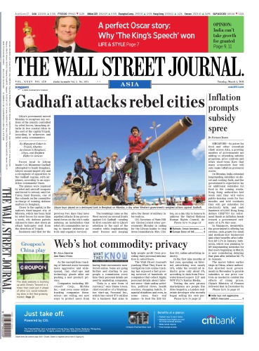 The Wall Street Journal Asia No126 Dated Tuesday March 01 2011 Dow Jones Publishing Company Asia
