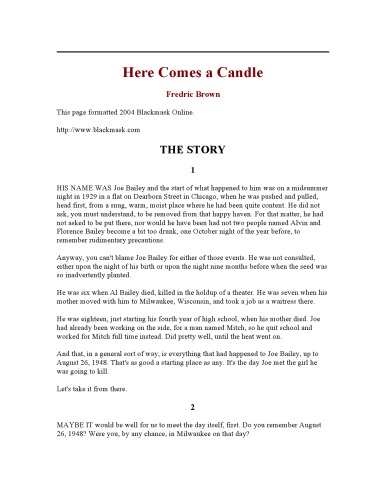 Here Comes A Candle Fredric Brown
