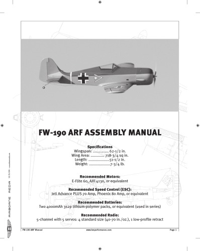 Fw190 Arf Assembly Manual Not Available