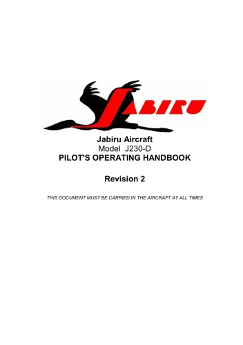Jabiru Aircraft Model J230d Pilots Operating Handbook Not Available