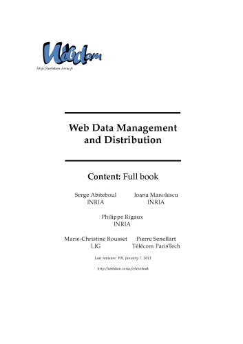 Web Data Management And Distribution Serge Abiteboul Ioana Manolescu