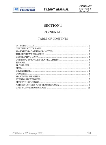 Tecnam P2002 Flight Manual Not Available