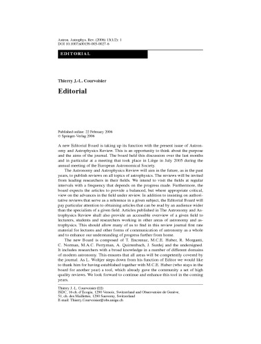 The Astronomy And Astrophysics Review Volume 13 Thierry Courvoisier Editorinchief