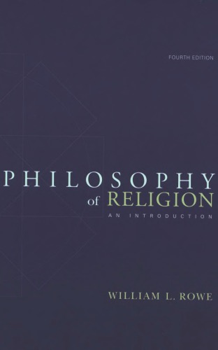 Philosophy Of Religion An Introduction William L Rowe