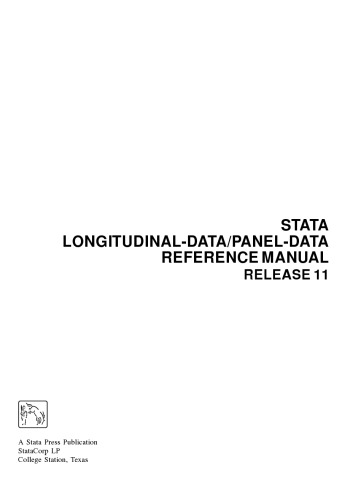 Stata Longitudinaldata Paneldata Reference Manual Release 11 Stata Press