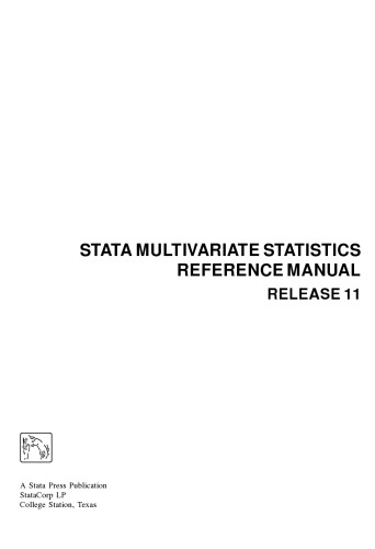 Stata Multivariate Statistics Reference Manual Release 11 Stata Press