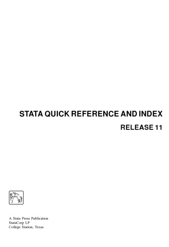 Stata Quick Reference And Indexrelease 11 Statacorp Lp