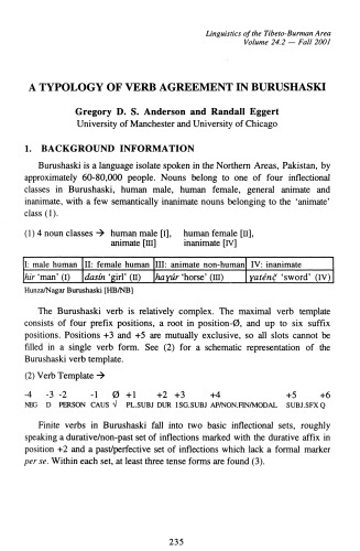 A Typology Of Verb Agreement In Burushaski Gregory Ds Anderson
