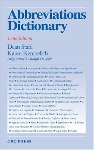 Abbreviations Dictionary Tenth Edition 10th Edition Dean A Stahl
