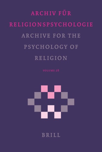 Archive For The Psychology Of Religion Archiv Fr Religionspsychologie English German Edition Jacob A Belzen