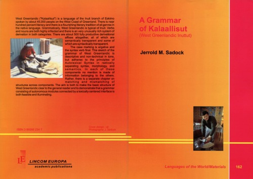 A Grammar Of Kalaallisut West Greenlandic Lnuttut Languages Of The World Materials Jerrold M Sadock