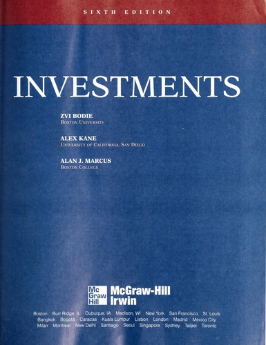 Investments 5th Edition Zvi Bodie Alex Kane Alan Marcus