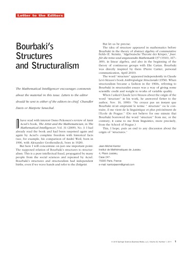 The Mathematical Intelligencer Vol 33 No 1 March 2011 Ml Senechal
